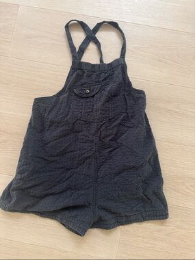Urban Outfitters Black Quilted Short Overalls Romper with Cross Straps